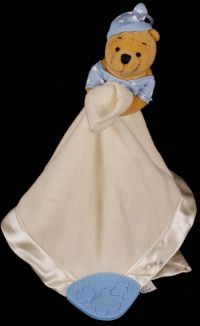 Disney Winnie the Pooh Yellow Lovey Security Blanket Rattle Teether